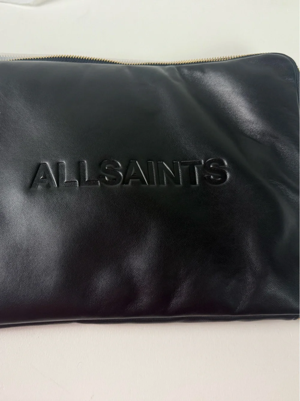 AllSaints Saff Laptop Tablet Leather Case MacBook All Saints Zippered Bag NWT